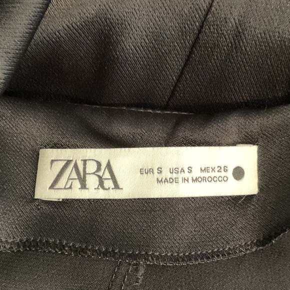 Zara Black Satin Blouse Drawstring Bottom, Size S - Picture 2 of 6